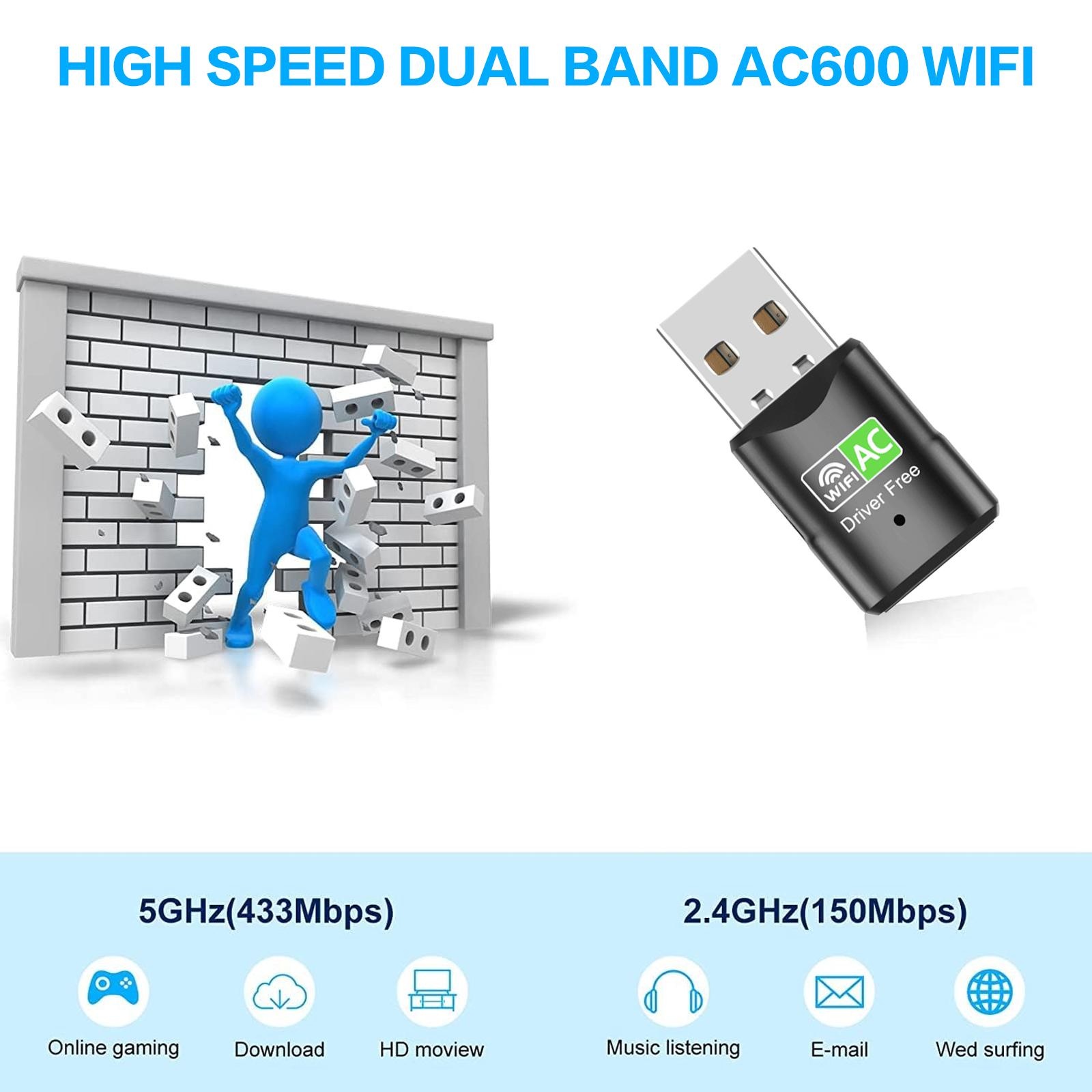 AC600 USB WiFi Adapter, Dual B - Laptop Accessories Distributor recension och pris